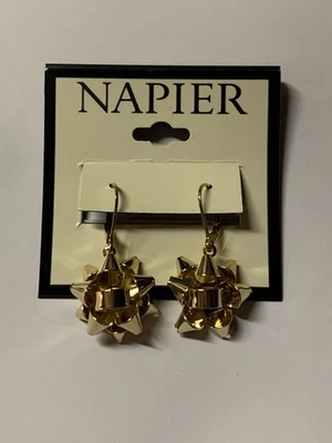 Совершенно новый Napier золотистый рождественский бант падение пирсинг серьги с рычагом назад - Изображение 1 из 2