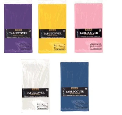 Large Plastic Table Cover Square Disposable Tablecloths Plastic Wipe Clean Party - Image 1 of 4