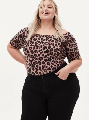 Body Torrid Leopardo Foxy Hombro Descubierto Nuevo con Etiquetas Nuevo 1X Foto 1 de 4