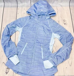Lululemon Womens Jacket Blue Size 6 Swift Stripe Run Make A Break Thumb Holes - Picture 1 of 17