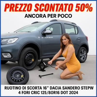 Kit Ruotino Di Scorta 16" Dacia Sandero Stepway Cric 125/80 R16 Dot Recente - Image 1 of 4