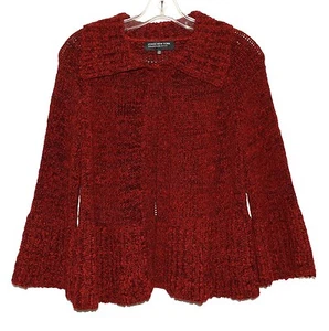 Jones New York Red Chunky Knit with Flared Bottom Zipper Sweater Size PS - Picture 1 of 4