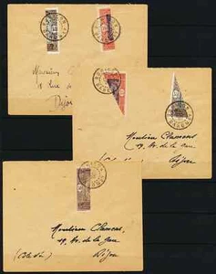 DAHOMEY Benin to FRANCE 1920 Bisected on 3 Lovely Covers BOHICON to Dijon LOOK - Picture 1 of 2
