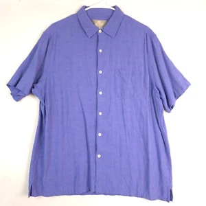 Margaritaville Seide Leinen Herren Blau/Lila Kurzarm Hemd mit Knopfleiste Größe XL - Bild 1 von 11