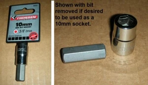 Thorsen 68410, 10mm 6-Point 3/8" Drive Shallow Socket w/Hex Bit (or Remove) NEW! - Bild 1 von 12