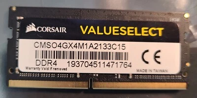 !!! CORSAIR CMSO4GX4MA2133C15 4GB DDR4 260pin SODIMM 2133 - Used, Test GOOD !!! - Image 1 of 2