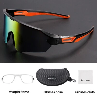 WEST BIKING Cycling Sunglasses UV400 Sports Bike Eyewear Glasses Goggles Orange - Image 1 of 4