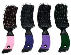 Showman Livestock Mane & Tail BRUSH w/ Curved Soft Rubber Grip Handle - Picture 1 of 6
