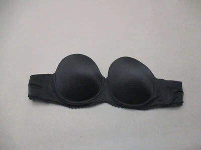 Sujetador 34D Calvin Klein para mujer negro satinado forrado con aros cierre trasero sin tirantes 2H Foto 1 de 4