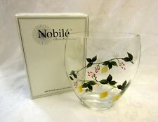 Nobile Curved 21cm Hand-painted Lemon Glass Vase (2285-22) - New Ex-Shop Stock