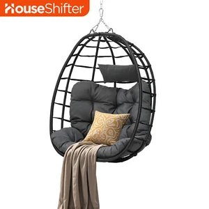 Hanging Egg Chair Patio Swing Foldable Rattan Wicker Indoor w/ Soft Cushion - Picture 1 of 11