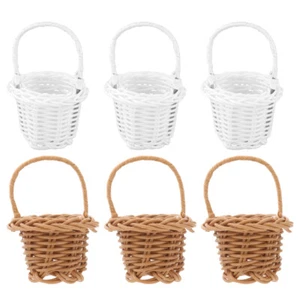 6pcs Miniature Rattan Baskets Decors Wood Baskets Miniature Basket - Picture 1 of 12