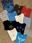 NWOT~Lot of 12 Rhinestone Cross T-Shirts•Variety of Colors•Sz. S/M