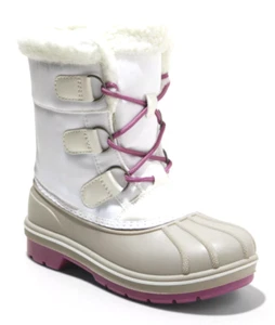 Cat & Jack Girls' White Purple Magenta Roma Waterproof Thermolite Winter Boots - Picture 1 of 3