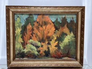 VTG. Canadian Impressionist Fall Landscape Signed Oil Painting Cottage - Picture 1 of 9