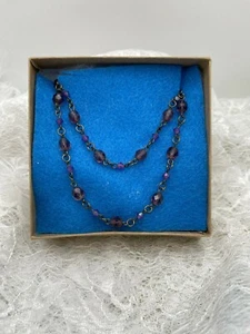 Worthington Black Chain Purple Beaded 2 Tier Necklace - Picture 1 of 12