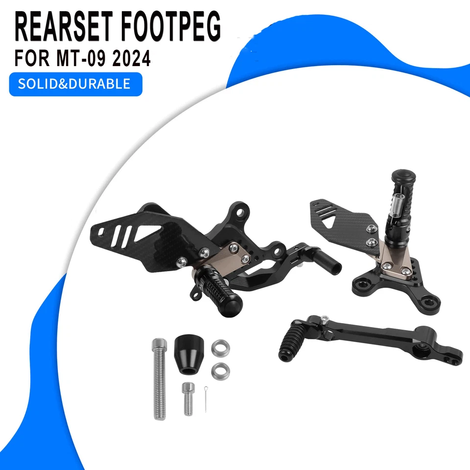 For Yamaha MT 09 XSR900 GP 2024-2025 Carbon Fiber Adjustable Rearsets Footpegs Foto 1 de 4