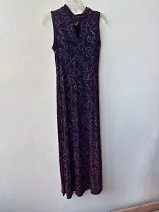 Ronnie Nicole Black Vetvet Long Gown Glitter Detailing Sz 4p Vintage Purple - Picture 1 of 4