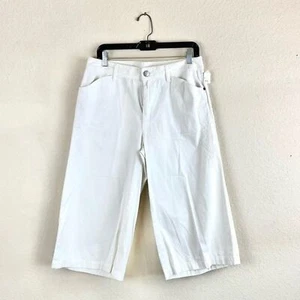Billblass White Wide Leg Capris Pants - Picture 1 of 14