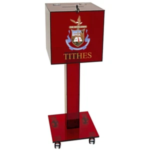 Kingdom Personalized KACCB6RP Red Acrylic Donation Box with Wheels (Lockable) - Picture 1 of 2