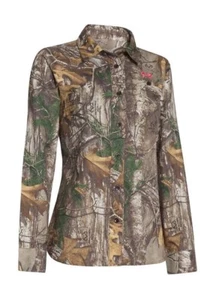 $80 Under Armour Performance Button Down Field LARGE Shirt CAMO Womens 1253209 - Picture 1 of 6