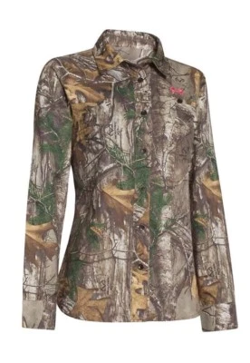 $80 Under Armour Performance Button Down Field LARGE Shirt CAMO Womens 1253209 - Image 1 of 4