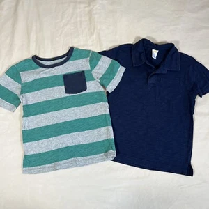 LOT of 2 Boys Shirts Size 7 Blue Polo Collared Stripes Gymboree OshKosh       U - Picture 1 of 6