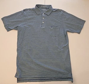 B Draddy Polo Shirt Mens Small Blue Striped Pima Cotton Golf Preppy Stretch - Picture 1 of 8