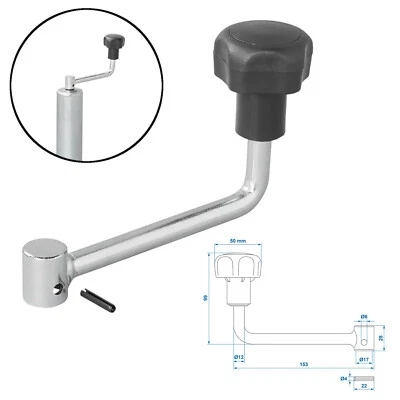 Kurbel Hebel Stützrad 60mm Bugrad Deichselrad Länge 153mm für Anhänger Wohnwagen - Bild 1 von 4