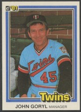 1981 Donruss #527 John Goryl Minnesota Twins