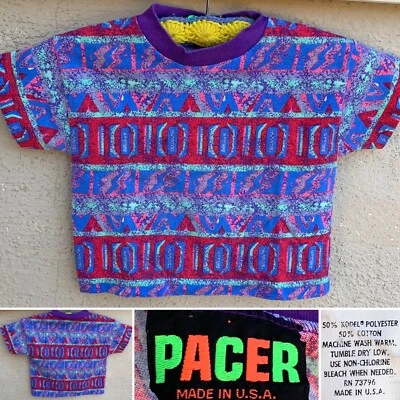 Camiseta geométrica vintage surf playa años 80 90 puntada única marca Pacer EE. UU. 3T Foto 1 de 4