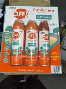 OFF Family Care Smooth & Dry Insect Repellent 3Pk Dry Touch Non Greasy Formula - Picture 1 of 1