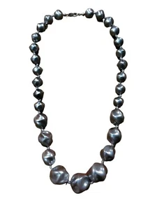 Vintage Trifari Faux knotted swirly grey pearls choker necklace 18" - Picture 1 of 7