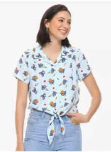 Disney Lilo & Stitch Chef Women's Tie-Front Woven Top Shirt Size MD - Picture 1 of 10