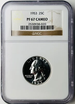 1953 Proof Washington Quarter NGC PF67 Cameo - Image 1 of 4