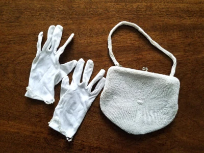 Richere от Walborg, вечерняя сумочка плюс белые перчатки, ручной работы из белых бусин - Изображение 1 из 4