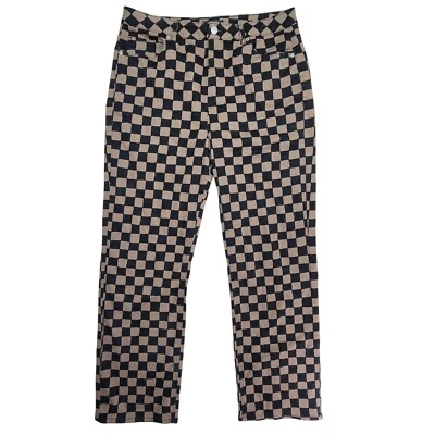 Pantalones de pierna recta a cuadros Forever 21 tostados y negros para mujer talla 34 Foto 1 de 4