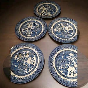 Vintage 5er Set Salatteller Blue Willow Churchill Vintage - Bild 1 von 3