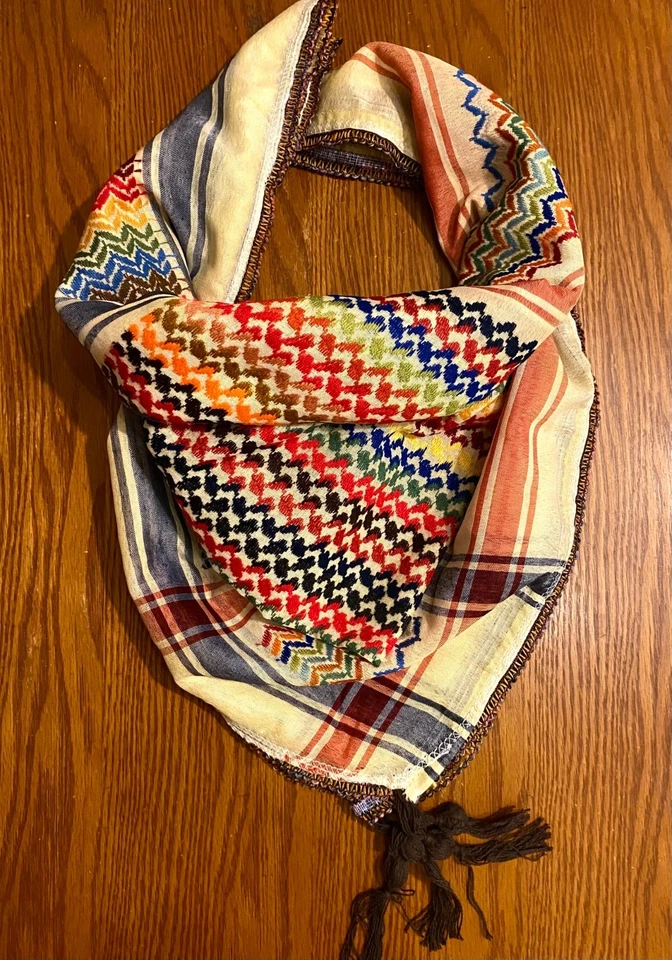 Kuffyeih Arco Iris Amarillo Palestina Bufanda keffyeih Único Árabe Cara Cubierta Prendas para la cabeza Foto 1 de 3