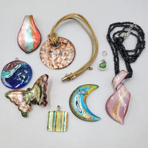 LOTE Colgante Vidrio Dicroico Collar Arte Vidrio Joyería Lote Multicolor - Imagen 1 de 8