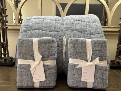 Edredón Pottery Barn Cloud, King/2 fundas acero color azul nuevo sin etiquetas  Foto 1 de 3