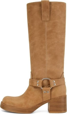 Botas de montar hasta la rodilla para mujer punta redonda tacón bloque moda motocicleta...  Foto 1 de 4