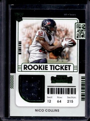 2021 Contenders Nico Collins Rookie Ticket Jersey RC #RTS-NCO Texans - Image 1 of 2