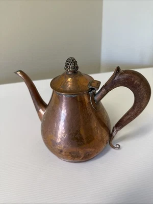 vintage SERGE NEKRASSOFF Copper Tea Pot with Wood Handle - Image 1 of 4