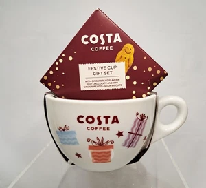 Costa Café Festivo Taza Set Regalo Taza Blanca con Chocolate Caliente y Galletas NUEVO  - Imagen 1 de 6