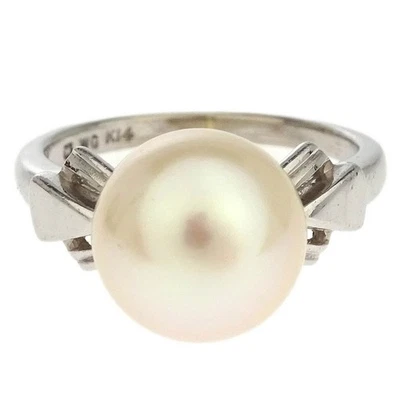 Mikimoto Ring 14KWG Pearl Silver #49 196368 - Image 1 of 4