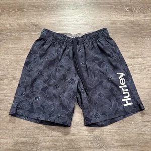 Hurley Shorts Mens Small Blue Floral Drawstring Lined 7" Outdoor Swim Running - Picture 1 of 11