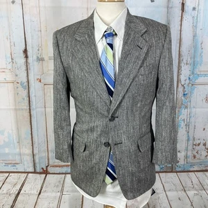 Versini Silk Suit Coat Herringbone Gray Mens Size 36S Business Casual Inner Pock - Picture 1 of 12