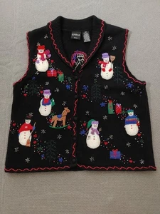 Lindo Chaleco Caballo Mecedor Muñeco de Nieve Navidad Vacaciones Erika De Colección Negro P/S Pequeño. - Imagen 1 de 8