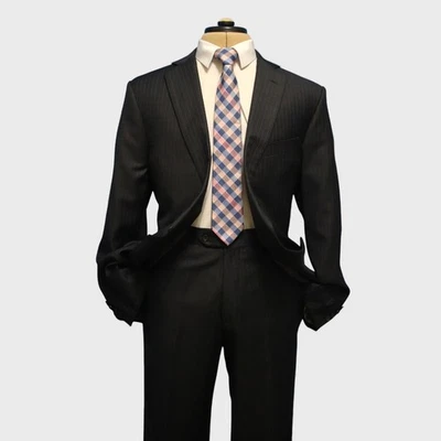 Traje Brooks Brothers 1818 Regent 2 Piezas 44L Gris Rayas Lana Italiana VBC Foto 1 de 4